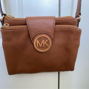 Michael Kors Caramel Brown Leather Crossbody Purse